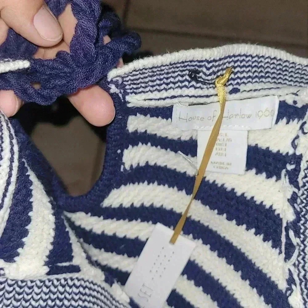 NWT HOUSE OF HARLOW 1960 Navy Striped Sleeveless Top & Shorts 2 Piece Set large - Picture 6 of 8